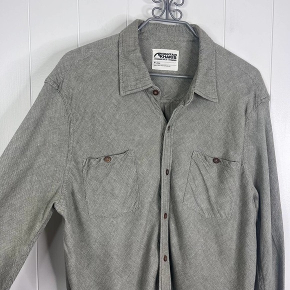 Mountain Khakis Green and White Chevron Knit with 2 Chest Pockets SZ XL - Picture 3 of 6